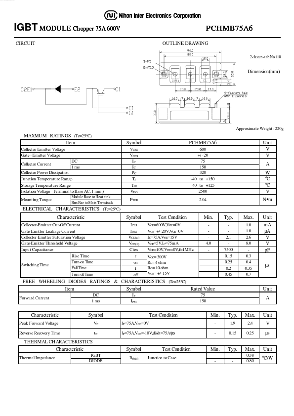 PCHMB75A6 Nihon Inter Electronics