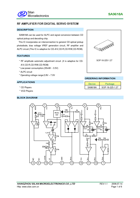 SA9618A SILAN MICROELECTRONICS