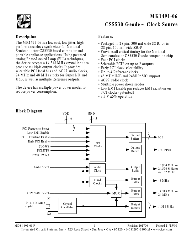 MK1491-06F Integrated Circuit Systems