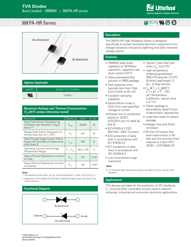 30KPA66CA-HR Littelfuse