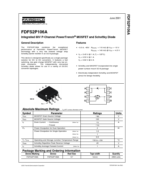 FDFS2P106A Fairchild Semiconductor