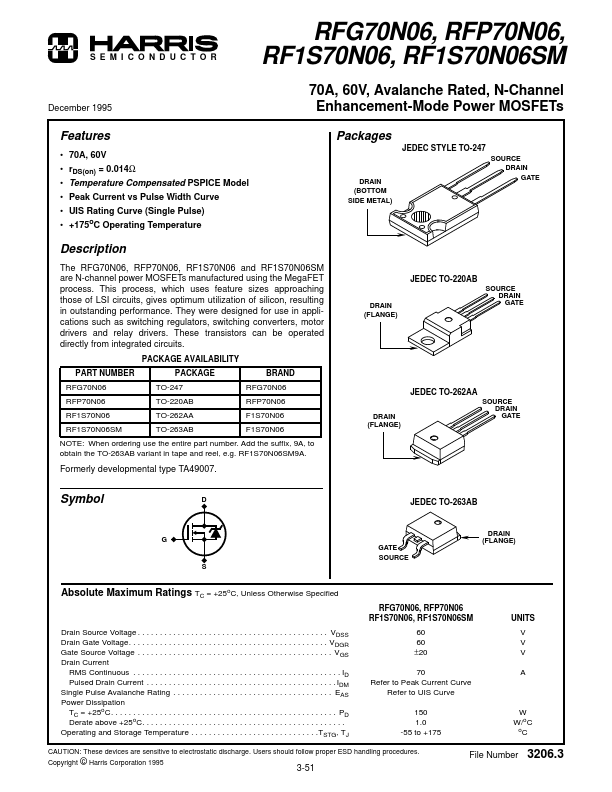 RF1S70N06SM Fairchild Semiconductor