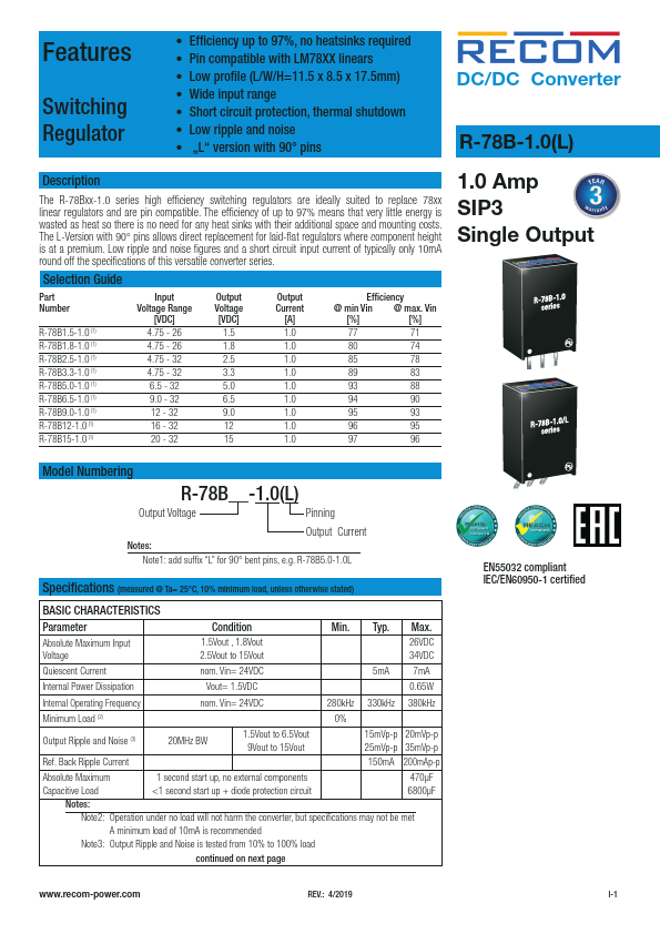 R-78B5.0-1.0L Recom