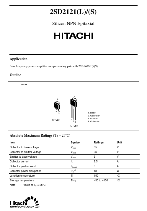 2SD2121S Hitachi Semiconductor
