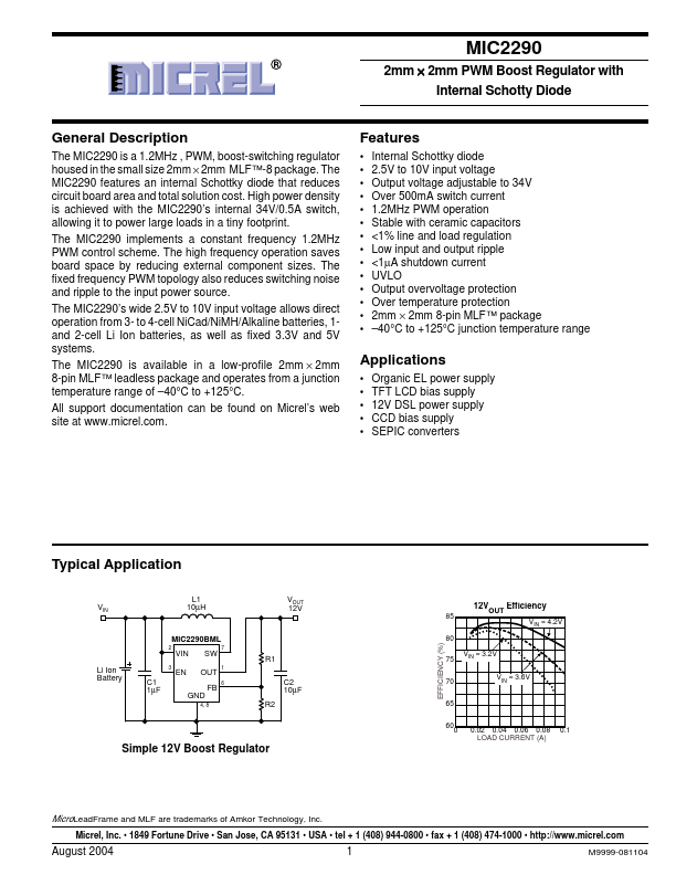 MIC2290 Micrel Semiconductor