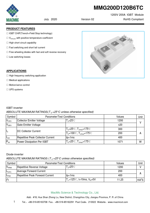 MMG200D120B6TC MacMic