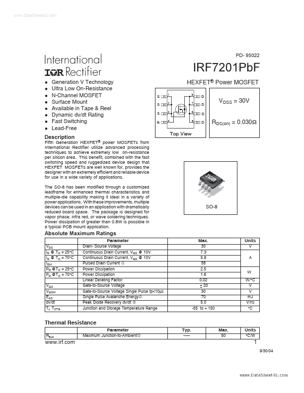 <?=IRF7201PBF?> डेटा पत्रक पीडीएफ