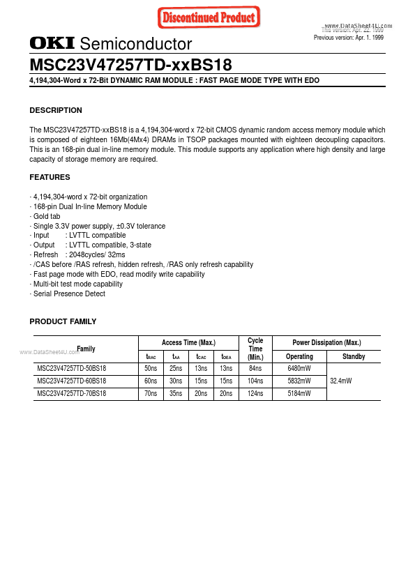 MSC23V47257TD-50BS18