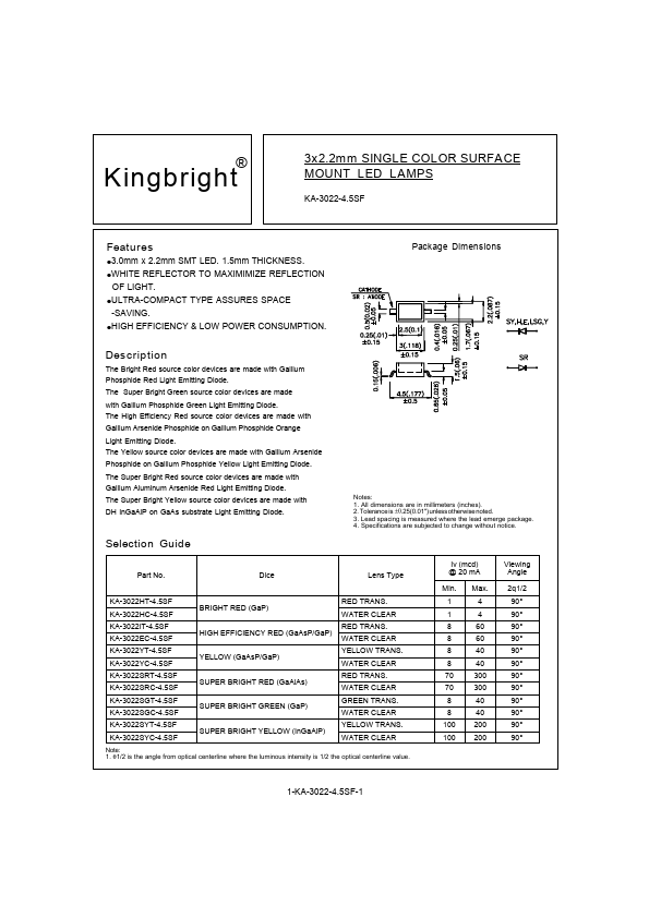 KA-3022-4.5SF Kingbright