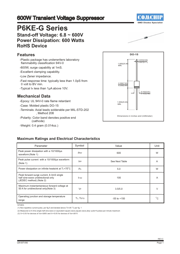 P6KE39C-G Comchip