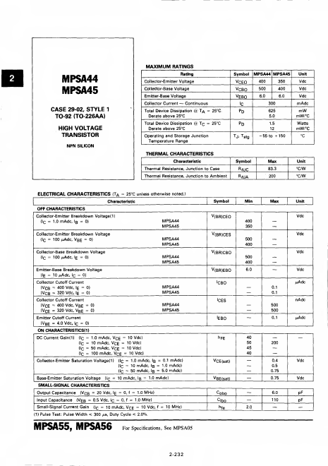 <?=MPSA45?> डेटा पत्रक पीडीएफ