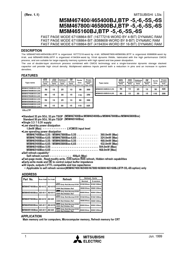 M5M465160BTP-5S Mitsubishi