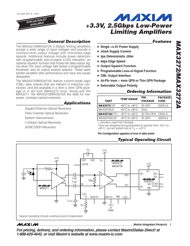 <?=MAX3272?> डेटा पत्रक पीडीएफ