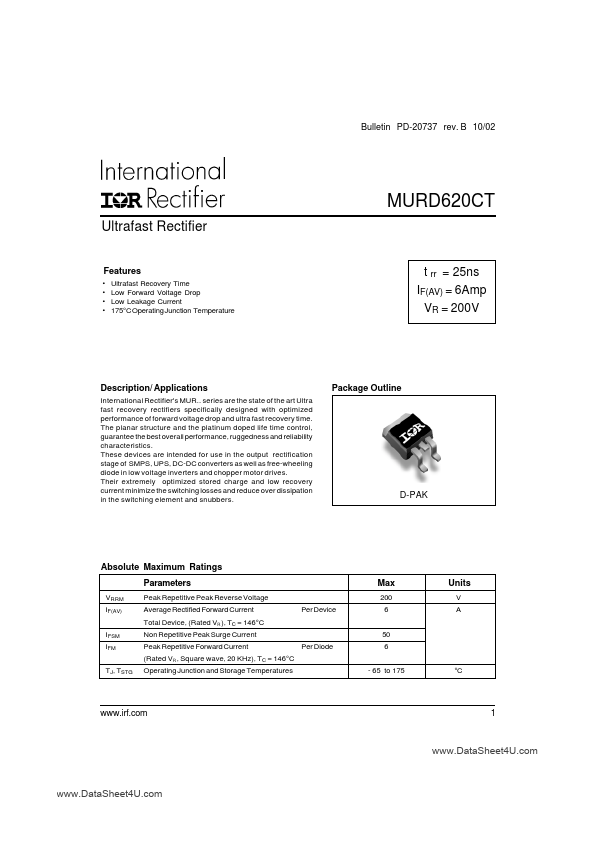 <?=MURD620CT?> डेटा पत्रक पीडीएफ