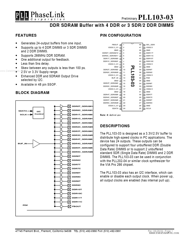 PLL103-03 PhaseLink Corporation