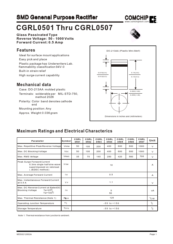 CGRL0503 Comchip Technology