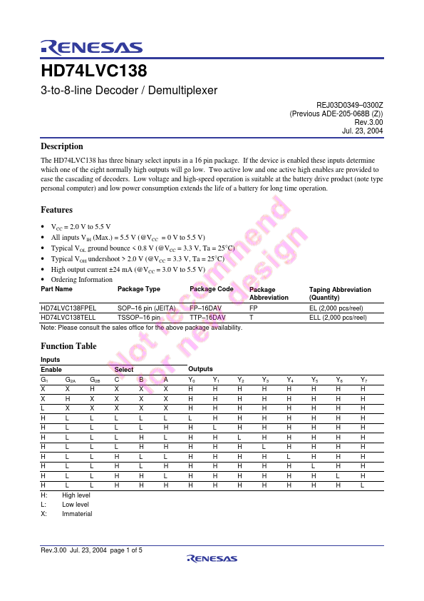 <?=HD74LVC138?> डेटा पत्रक पीडीएफ