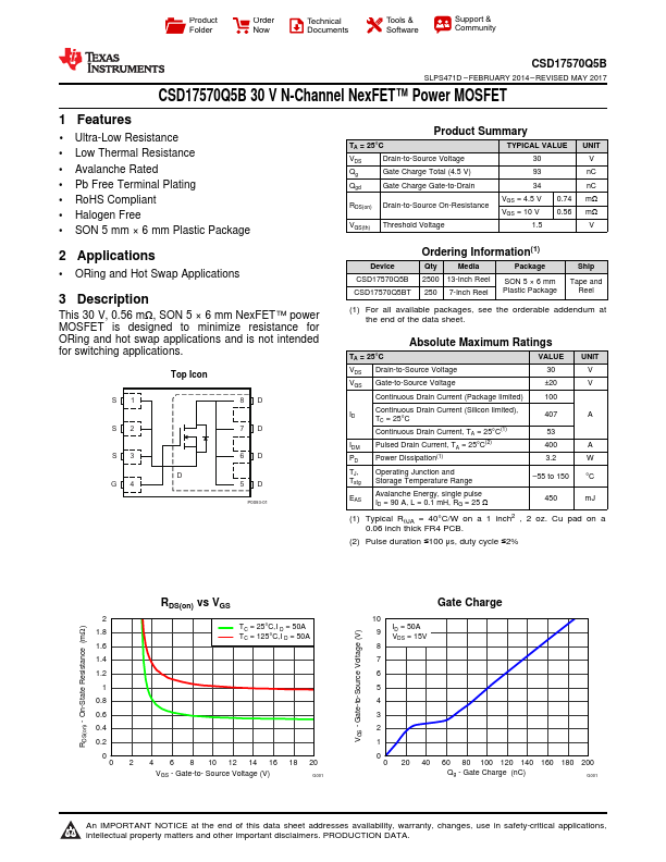 <?=CSD17570Q5B?> डेटा पत्रक पीडीएफ