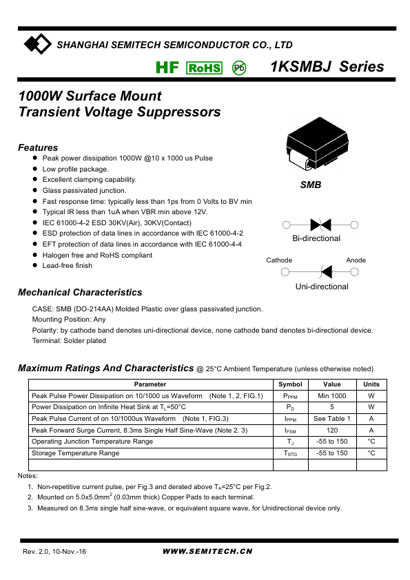 1KSMBJ130A SEMITECH