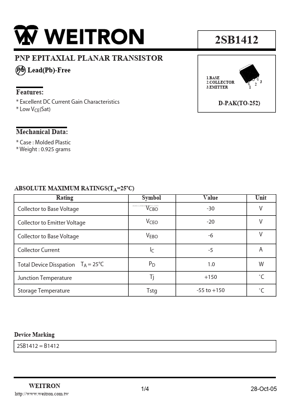 2SB1412 Weitron Technology