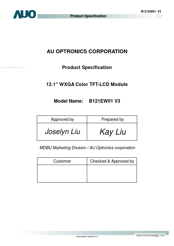 B121EW01-V3 AUO