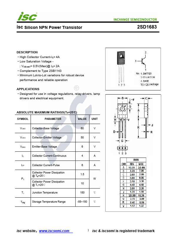 2SD1683 Inchange Semiconductor