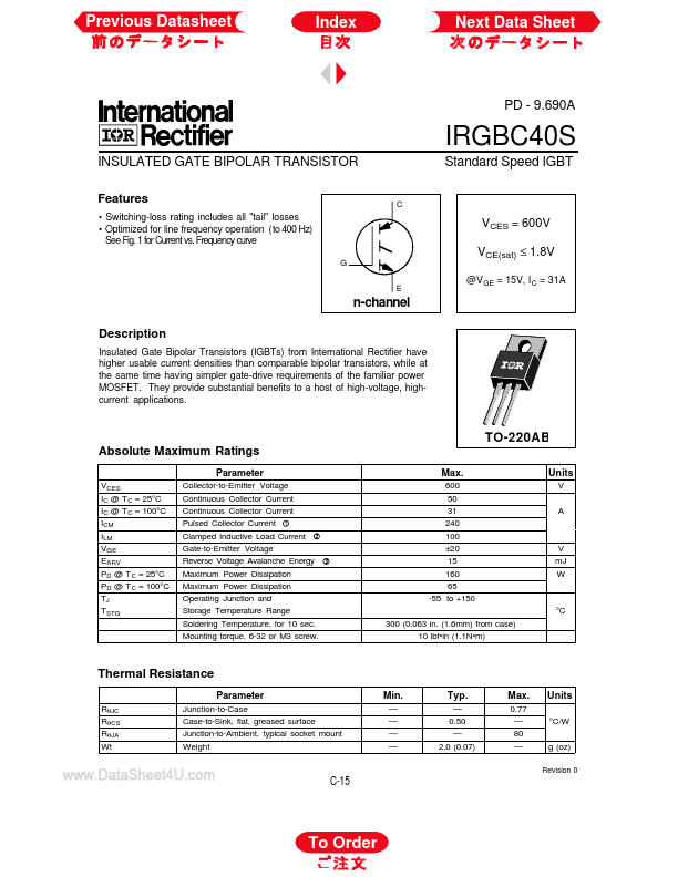 IRGBC40S International Rectifier
