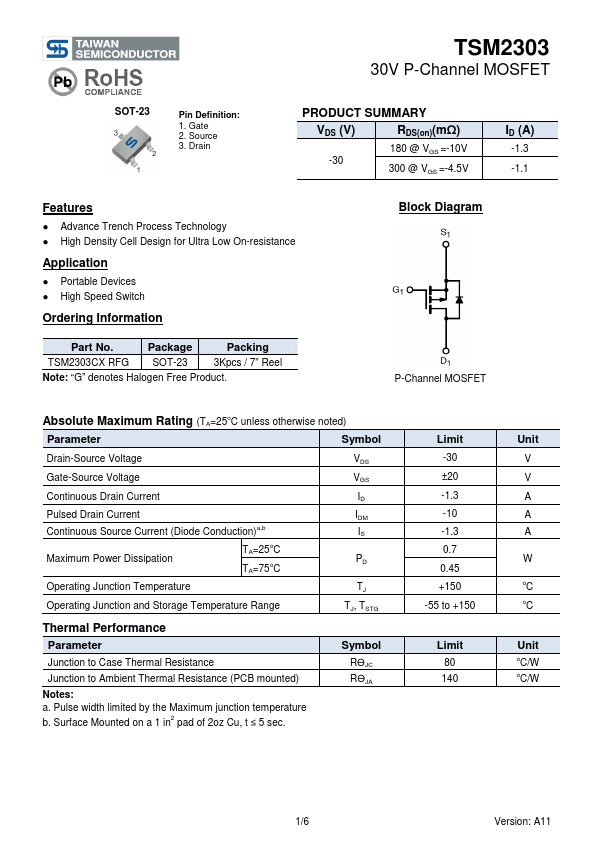 TSM2303 Taiwan Semiconductor