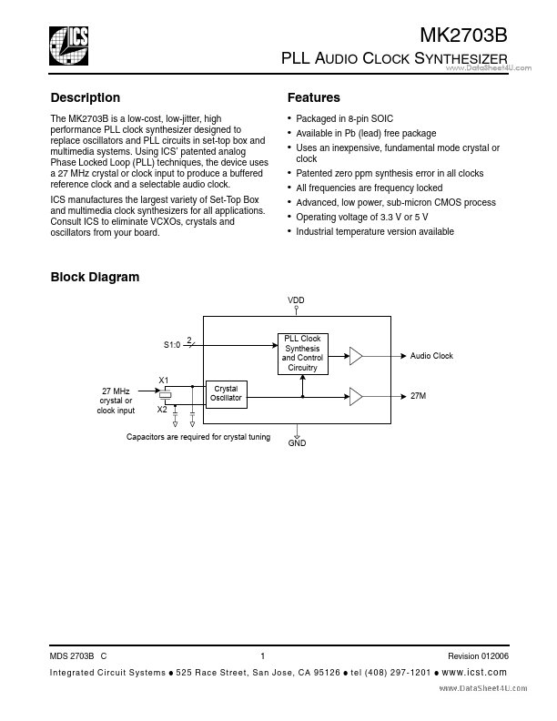 MK2703B Integrated Circuit Systems