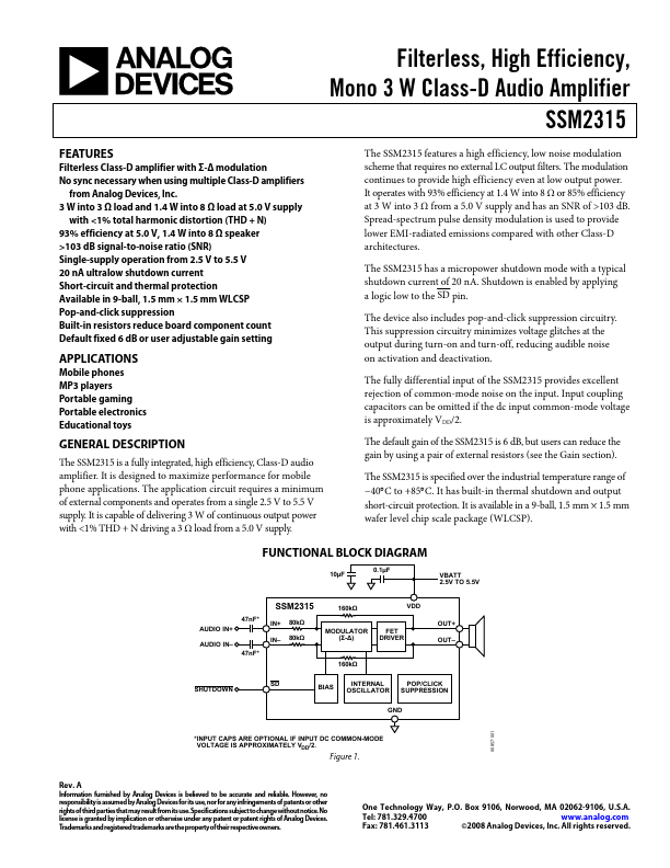 SSM2315 Analog Devices