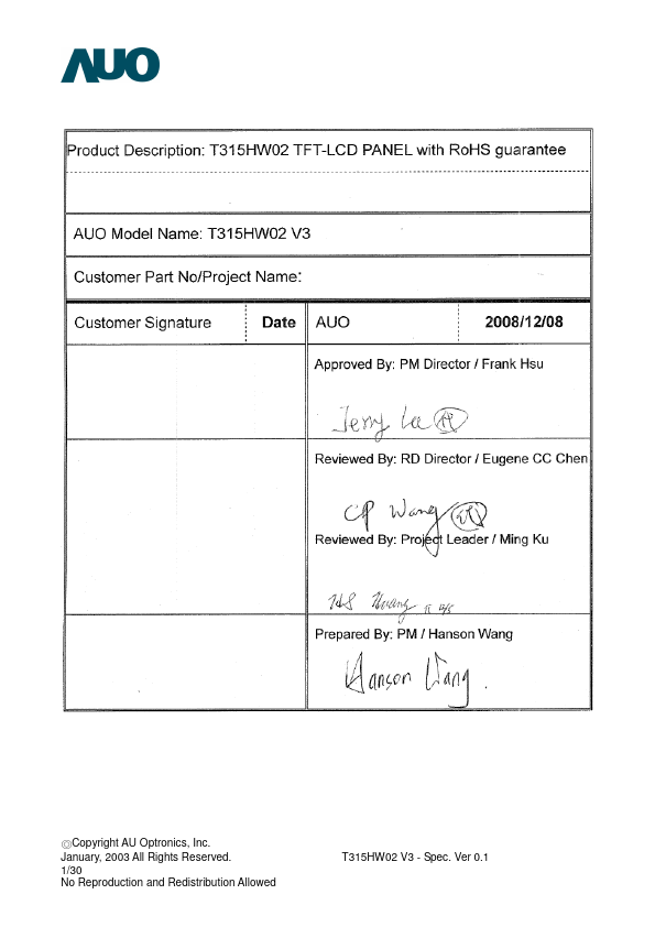 <?=T315HW02-V3?> डेटा पत्रक पीडीएफ