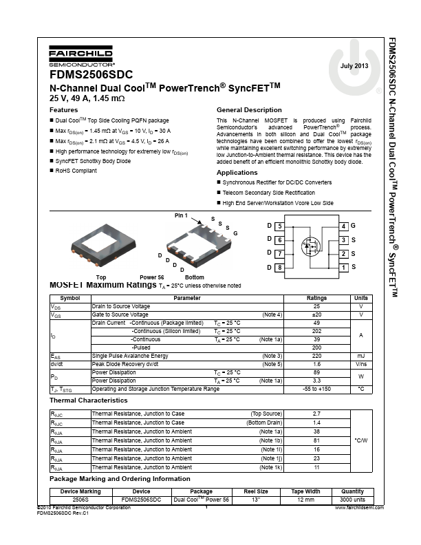 <?=FDMS2506SDC?> डेटा पत्रक पीडीएफ