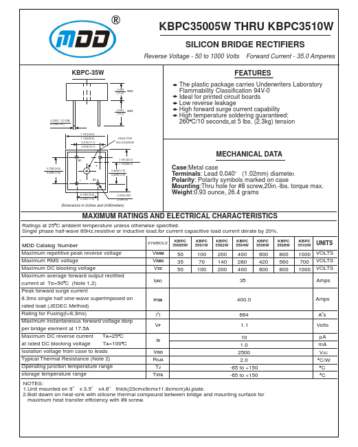 <?=KBPC3504W?> डेटा पत्रक पीडीएफ