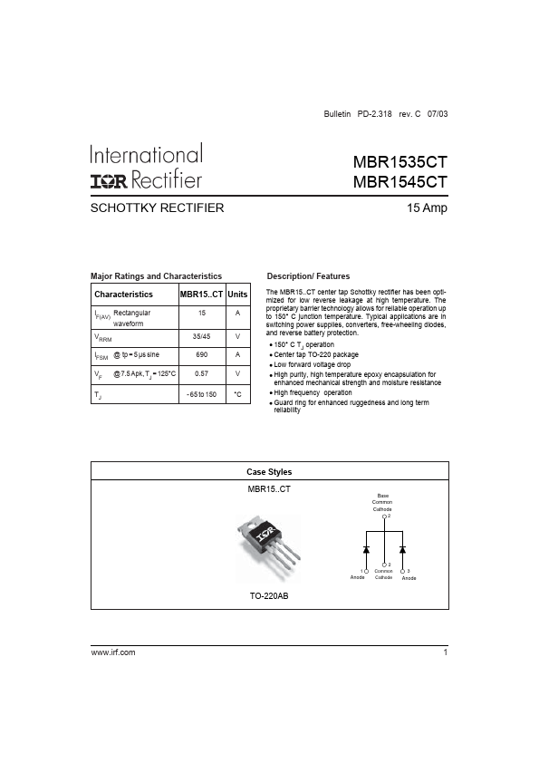 MBR1535CT International Rectifier