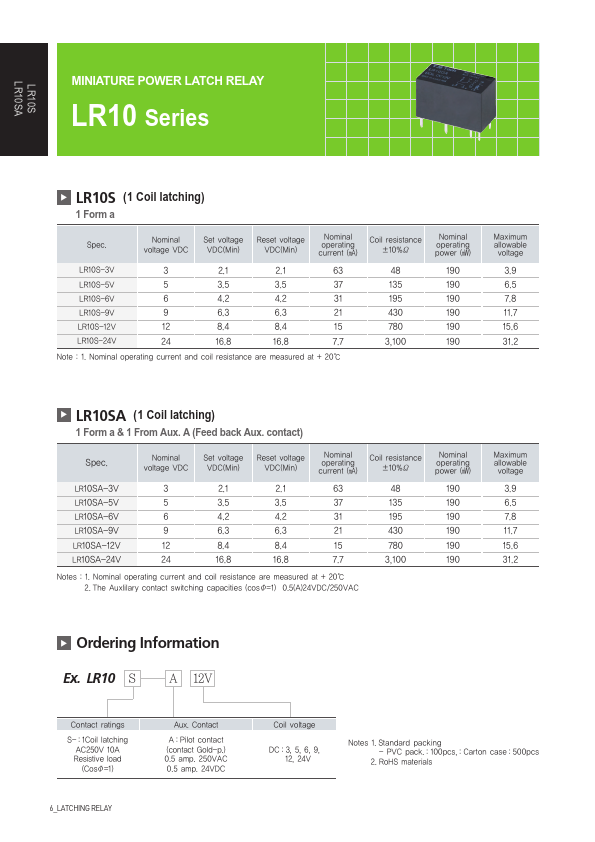<?=LR10SA-12V?> डेटा पत्रक पीडीएफ