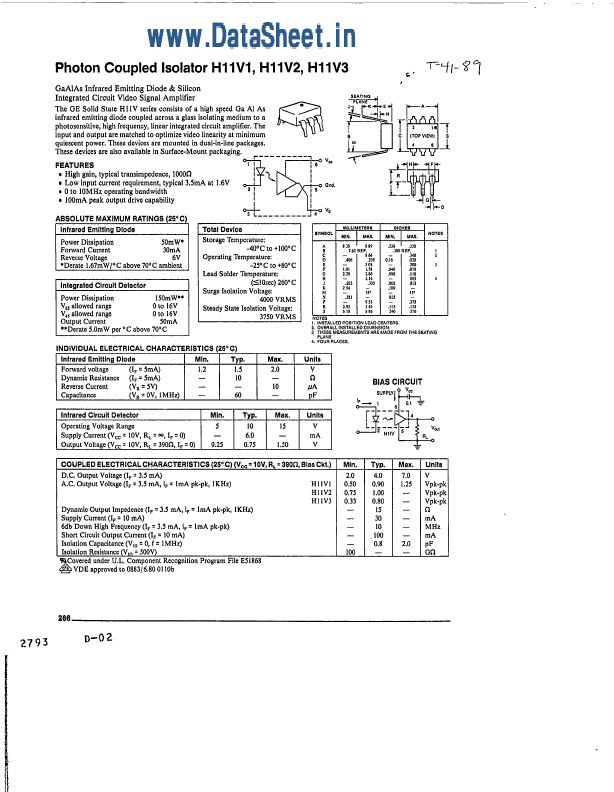 H11V1 Harris Semiconductor