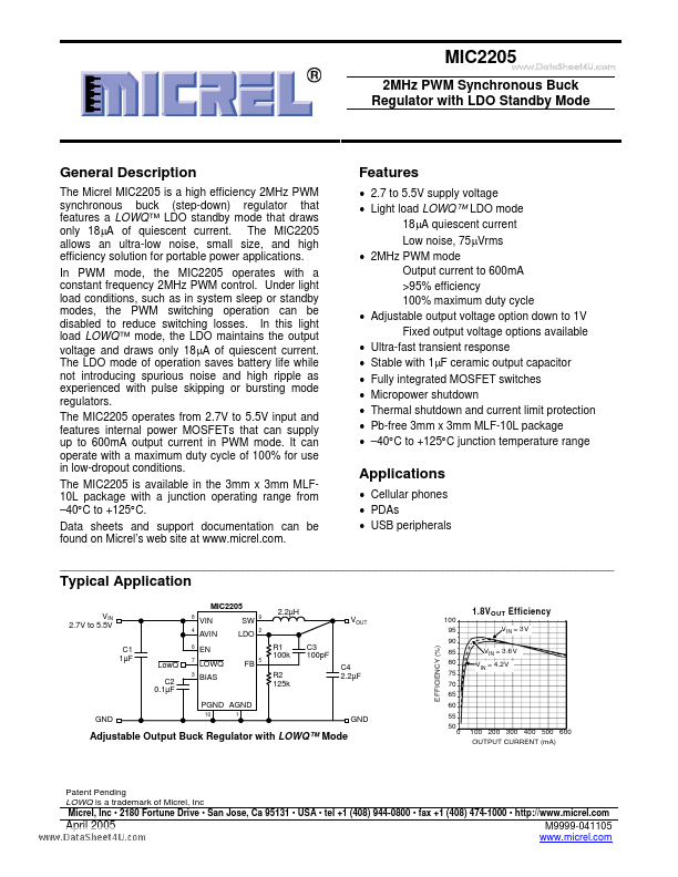 MIC2205 Micrel Semiconductor