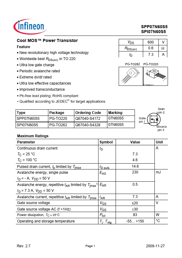 SPP07N60S5