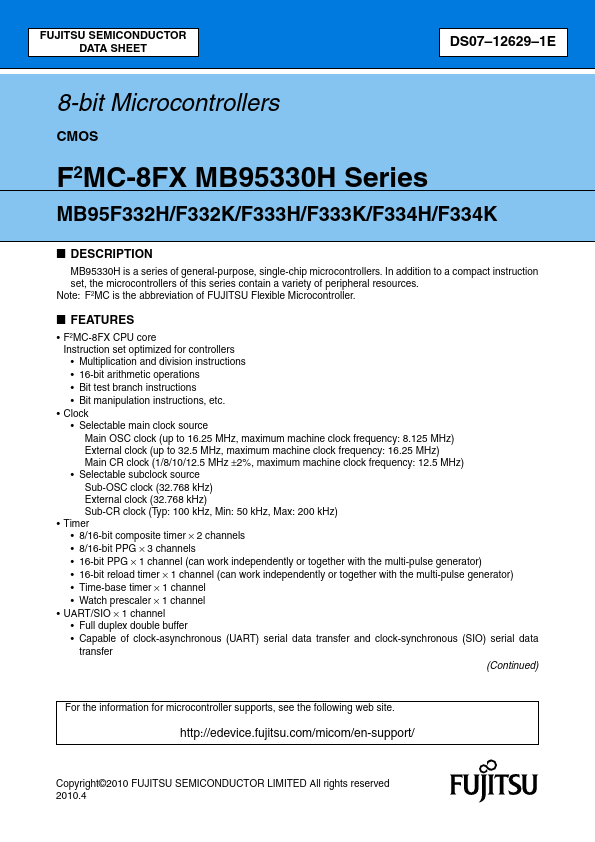 MB95F334H Fujitsu Media Devices