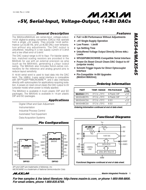 <?=MAX544?> डेटा पत्रक पीडीएफ
