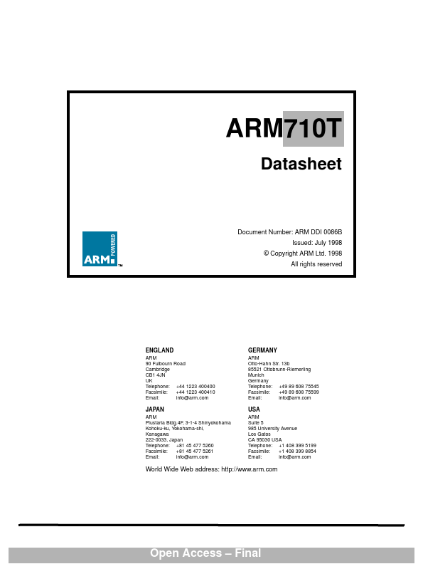 <?=ARM710T?> डेटा पत्रक पीडीएफ