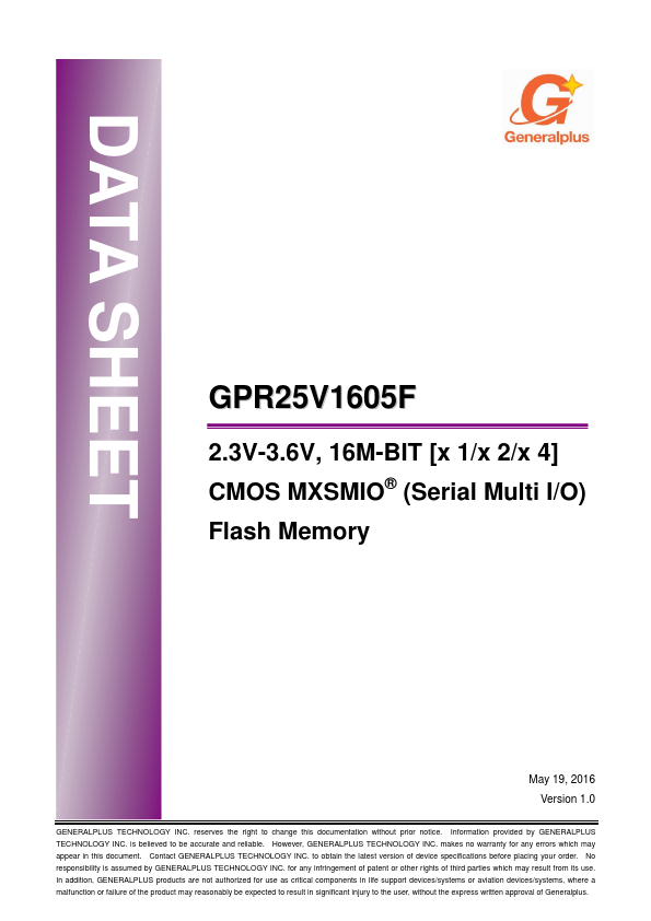 <?=GPR25V1605F?> डेटा पत्रक पीडीएफ