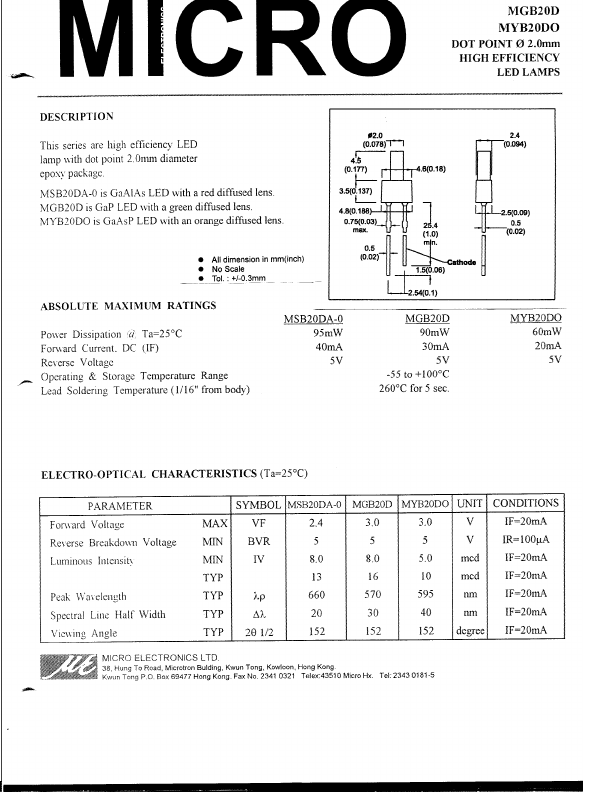 MYB20D Micro Electronics