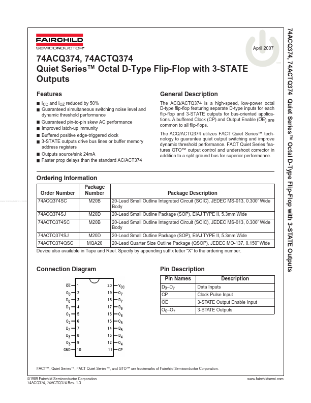 74ACTQ374 Fairchild Semiconductor