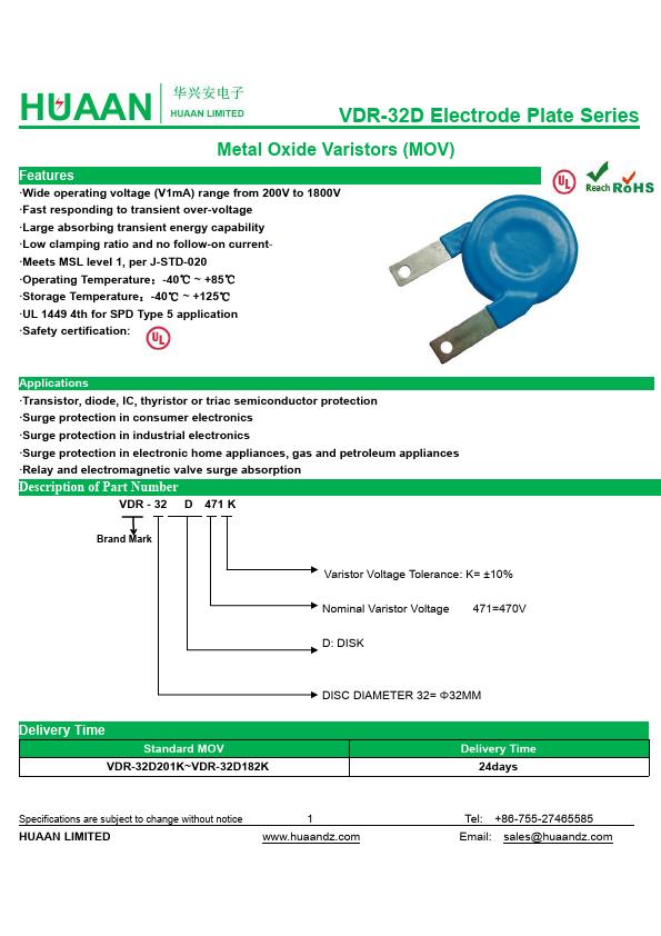 <?=VDR-32D561K?> डेटा पत्रक पीडीएफ