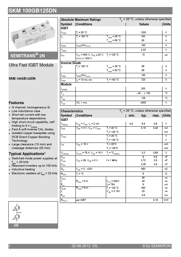 SKM100GB125DN