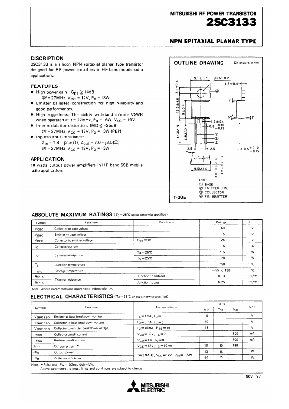 2SC3133 Mitsubishi Electric Semiconductor