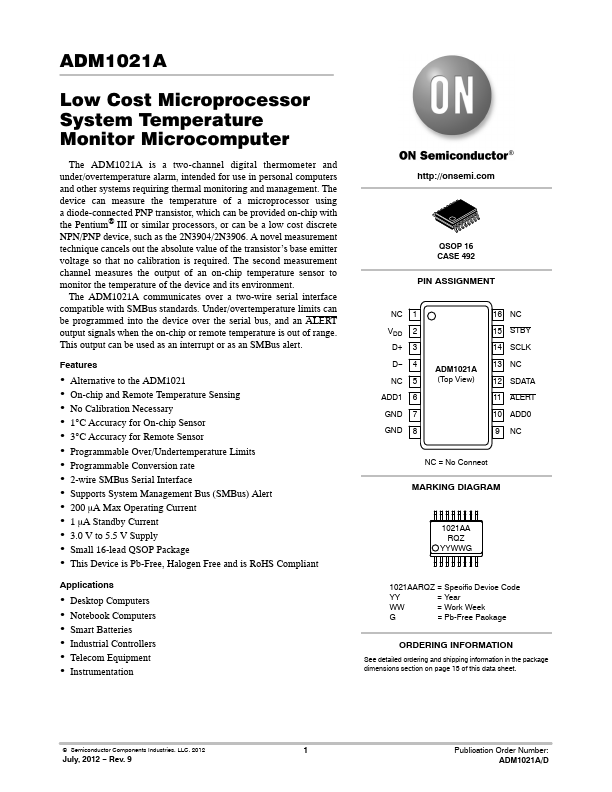 ADM1021A ON Semiconductor