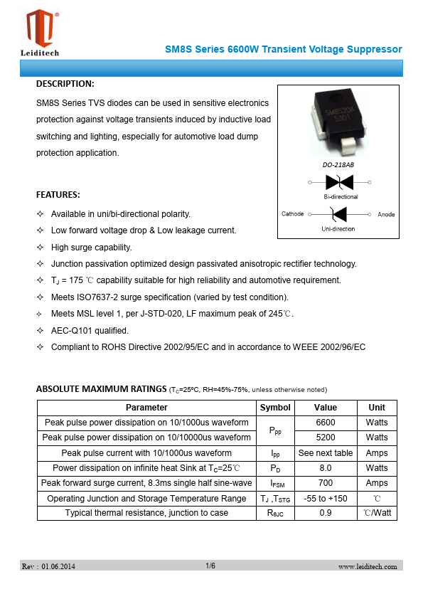 SM8S15CA Leiditech