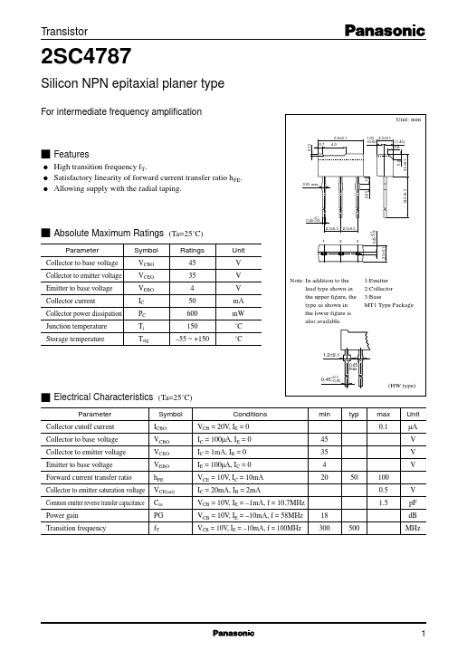 2SC4787 Panasonic Semiconductor